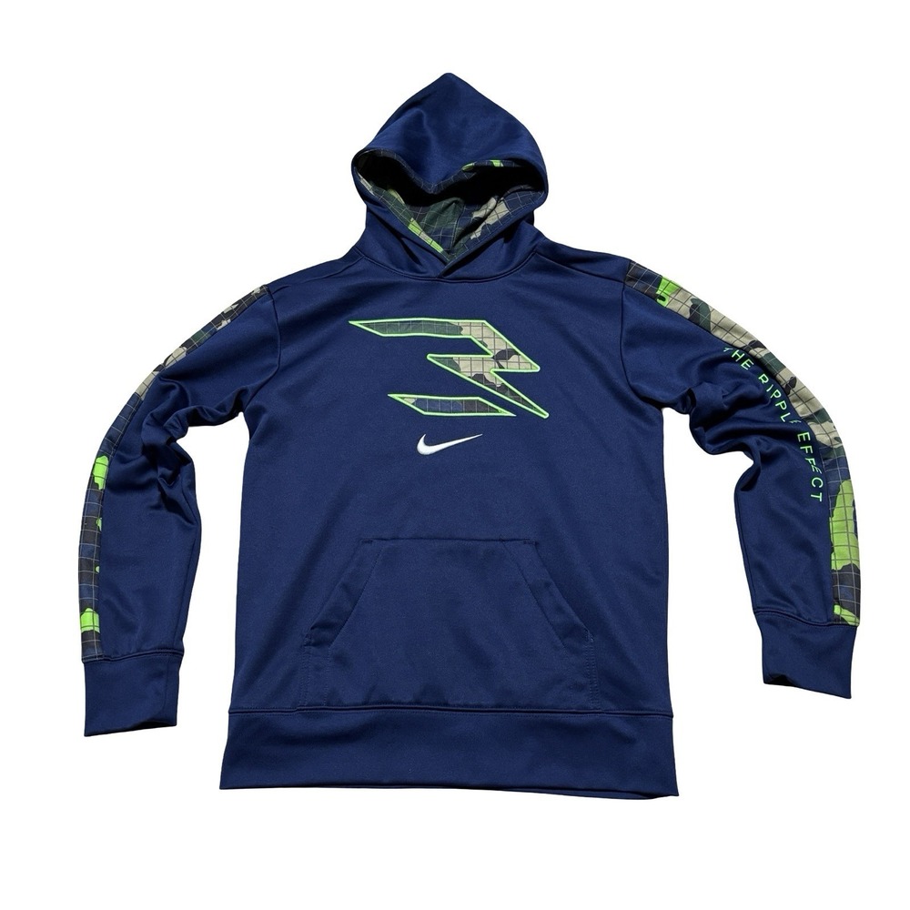 Nike‎ 3 Brand Youth Boys Pullover Hoodie Blue Size Large 19 x 24.5